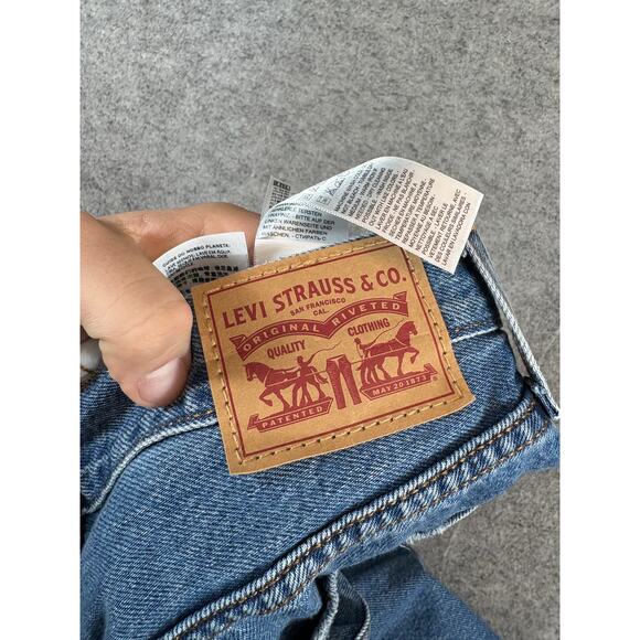 Levis Denim Jean Side Slit Midi Skirt Womens 29 Blue 5 Pockets Faded Button Fly - Picture 5 of 9